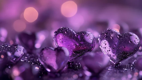 Crystalline Purple Hearts Frozen in Radiant Light