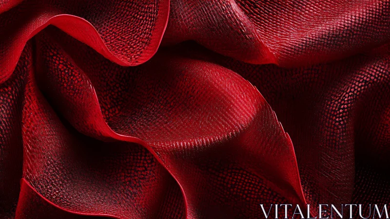 Velvet red waves of textured fabric in intimate close-up.