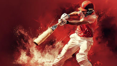 Dynamic digital painting captures cricket batsman mid-swing