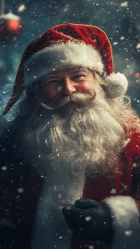 Santa Claus portrait shows detailed beard, hat, and coat