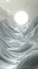 Glacial silk dunes beneath a blinding newborn sun.
