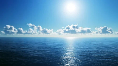 Endless blue ocean gently shimmers under a bright sun