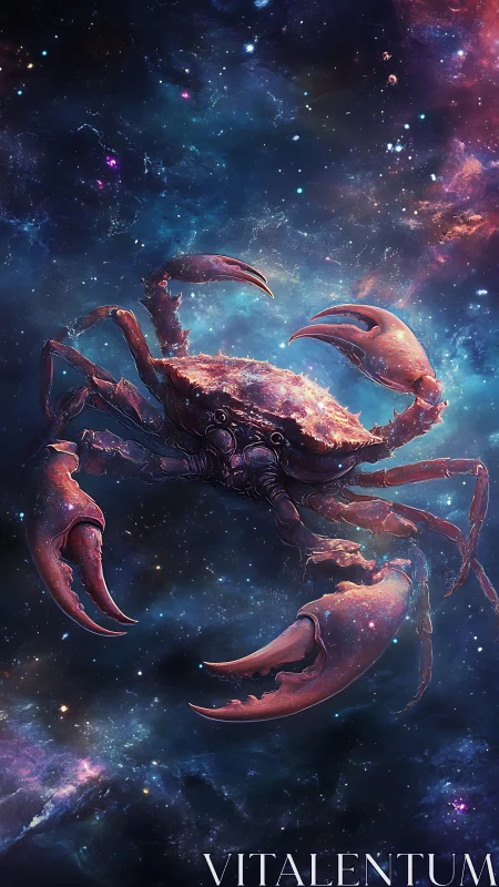 Crab-shaped nebula structure rendered in deep cosmic space