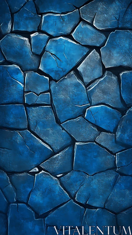 Segmented blue stone surface with irregular cracked pattern.