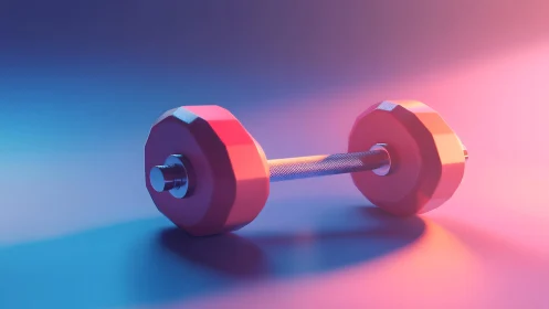 Vibrant dumbbell in neon lighting, modern fitness concept photo.