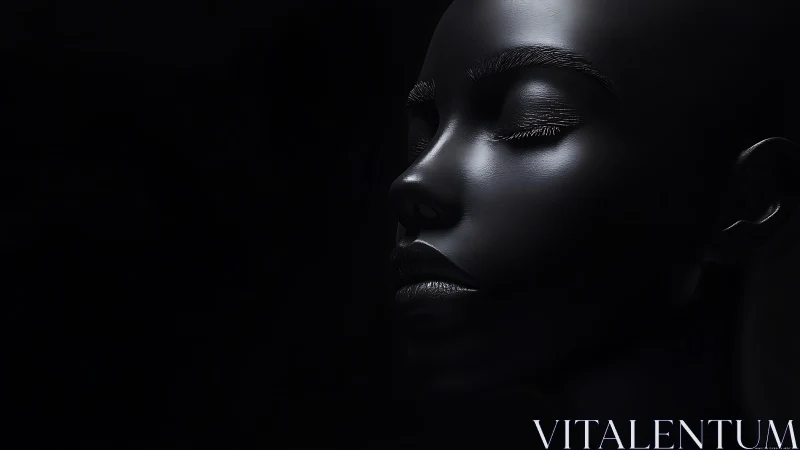 Specular black portrait under extreme low key illumination.