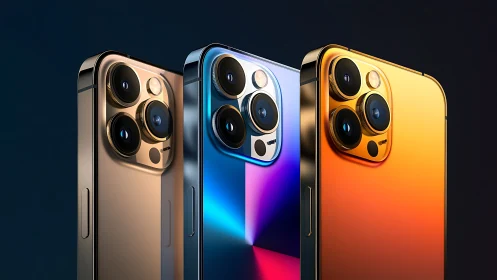 Triple Smartphone Lineup: Gradient Color Variants with Pro Camera Systems
