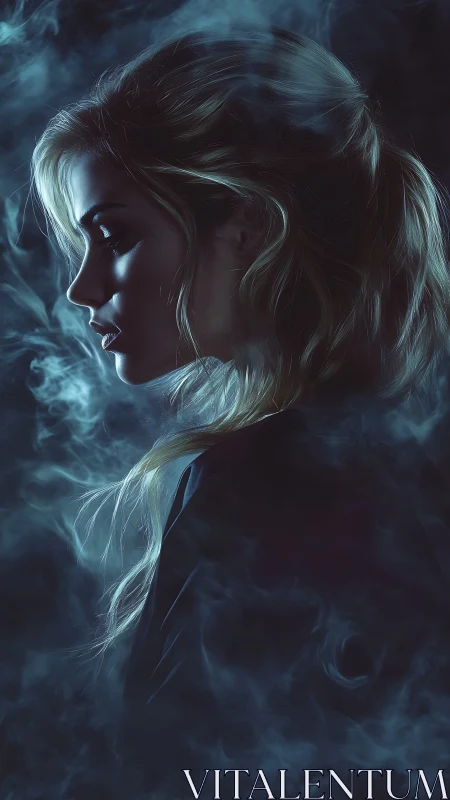 Moody side-profile portrait in cinematic low-key lighting