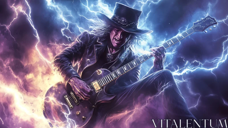 Storm-forged guitar sorcerer shredding lightning riffs.