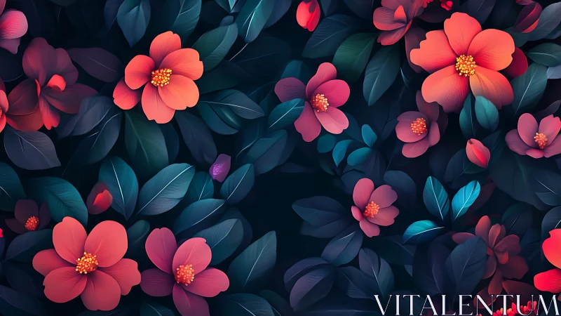 Luminescent Floral Composition with Chromatic Depth Stratification.