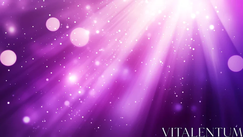 Radiant Abstract Purple Light Rays with Sparkling Bokeh Effect.