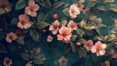 Botanical Garden Composition with Blush Blossoms.