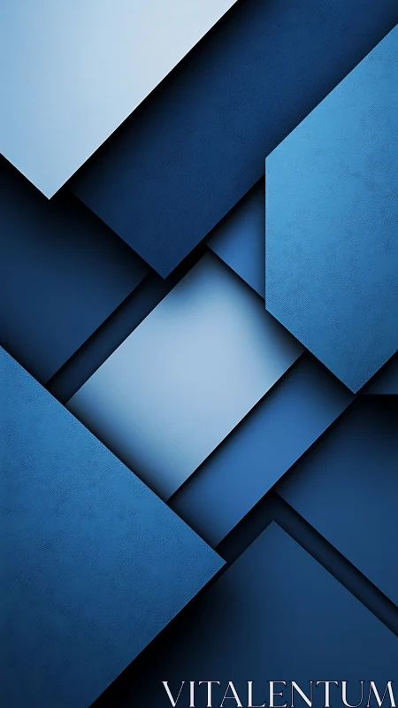 Layered geometric blue rectangles in textured composition.