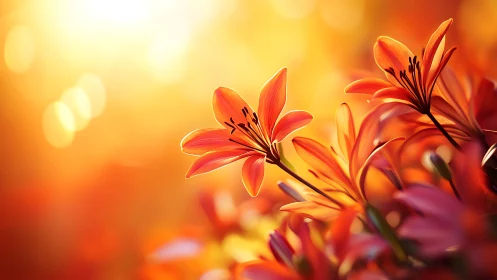Luminous Lilies Ablaze in Honeyed Reverie.