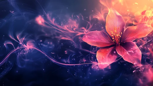 Luminescent macro flower rendered in neon vaporwave color dynamics