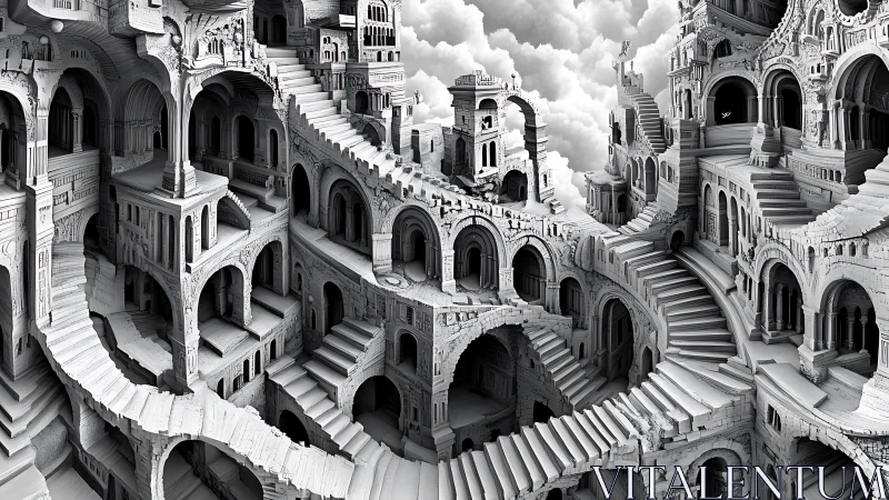 Monumental Staircase: Gothic Architectural Fantasy Rendered.
