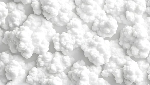 Fluffy White Cloud Pattern in Minimalist 3D Rendered Style.