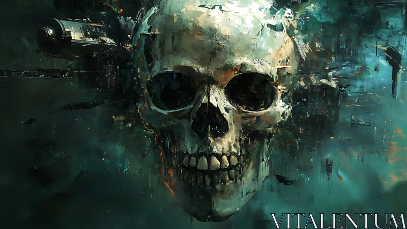 Skull nebula emerging through fractured cosmic haze.