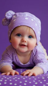 Lavender-Adorned Infant Portrait in 3D Digital Rendering.