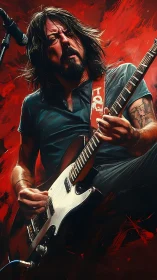 Guitar solo ignites a crimson storm of electric fervor