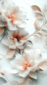 Delicate Blossoms with Coral Centers in Soft Botanical Composition.