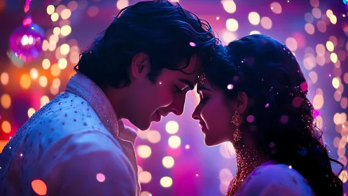 Silhouetted Profile Moment with Bokeh Lighting and Warm Color Palette Grading