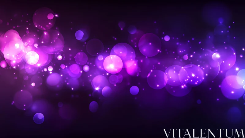 Abstract purple bokeh lights on dark background, digital art style.