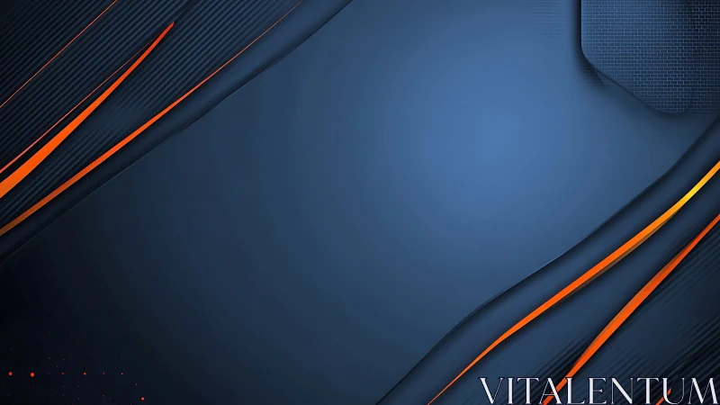 Layered blue tech panel with diagonal orange highlight accents