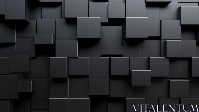 Modern geometric black cubes 3D wall abstract background design.