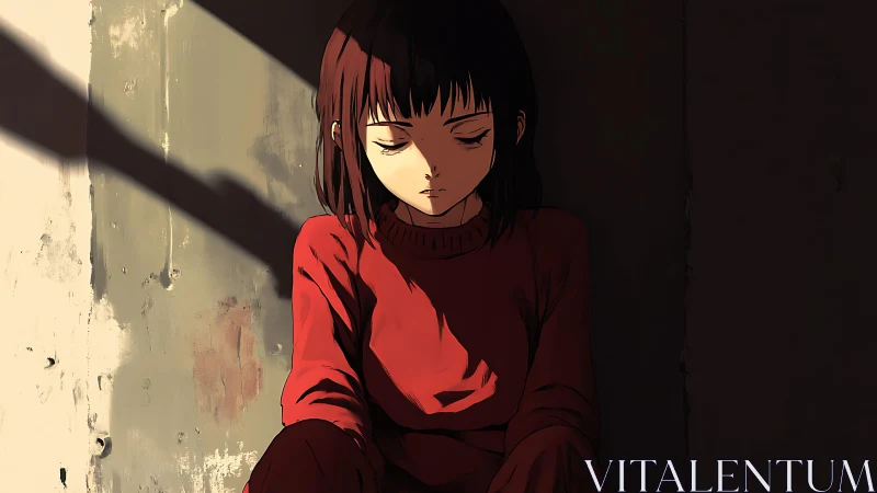 Quiet ember glows in a thoughtful girl&rsquo;s solitary silence