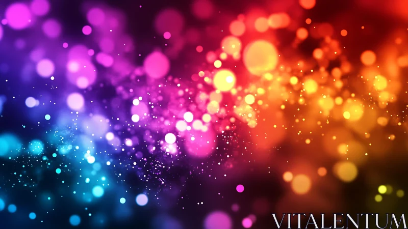 Vibrant Abstract Bokeh Lights in a Rainbow Gradient Style.