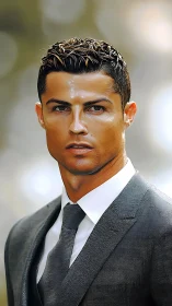 Sharp-suited male portrait with glossy skin and bokeh field