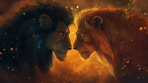 Two Majestic Lions in Dynamic Golden Particle-Rich Compositional Confrontation