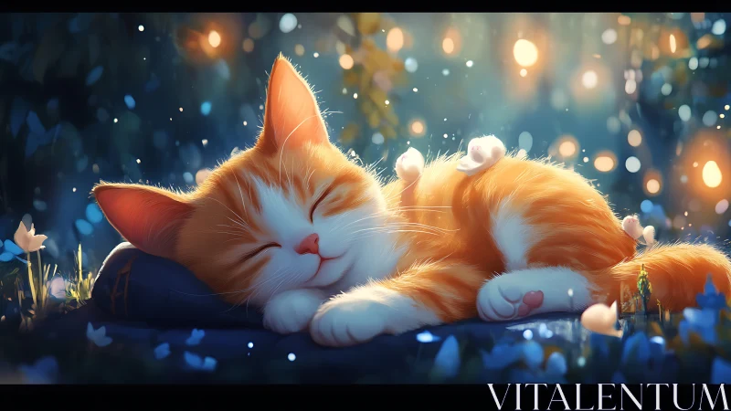 Orange tabby cat rendered with volumetric lighting in digital painterly composition