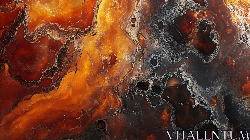 Abstract close-up of volcanic rock texture in fiery warm tones.