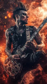 Fireborn guitar rebel shreds a storm of molten starlight.