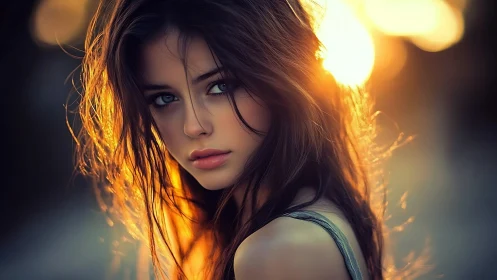 Backlit portrait reveals bokeh-rich sunset rim lighting and soft focus
