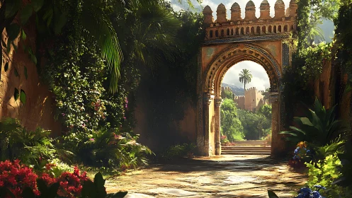 Sunlit garden gateway into a hidden courtyard world.