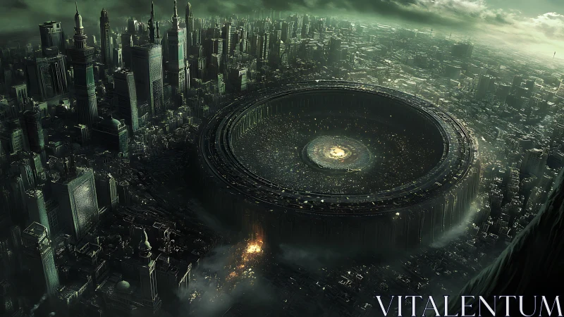 Vast dystopian megacity encircles luminous central reactor core