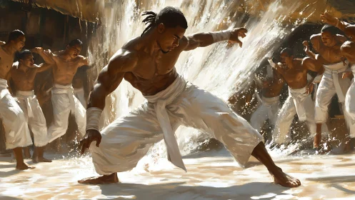 Dynamic capoeira formation captures kinetic splash-lit movement