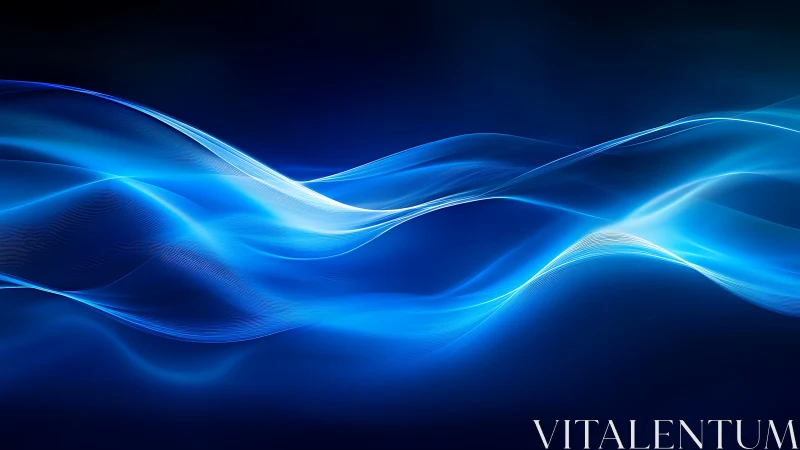 Blue light waves form layered flowing abstract streaks