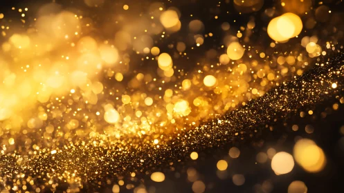 Sparkling Gold Glitter Abstract Background with Bokeh Lights.