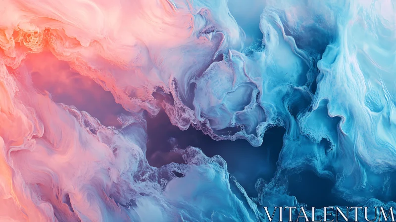 Abstract fluid gradient clouds blend in pink and blue tones