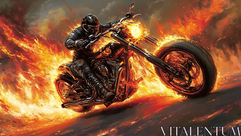 Inferno rider carving firelines across a blazing highway.