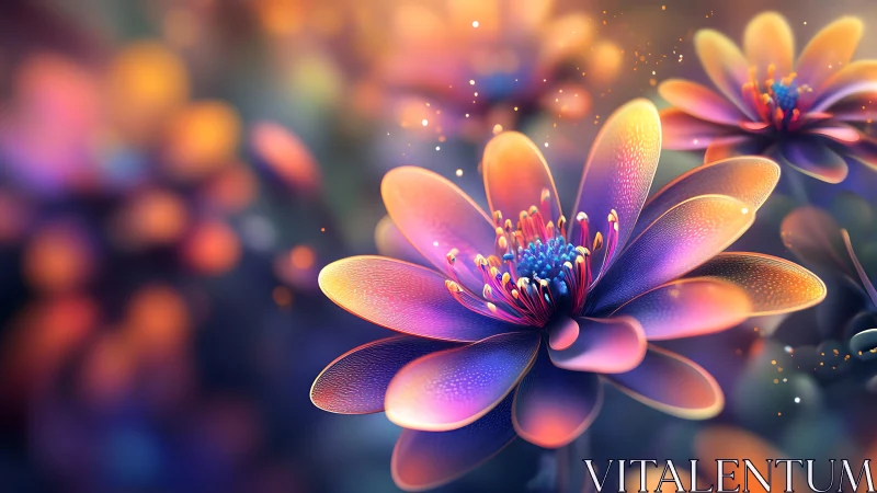 Luminescent Floral Abstraction: Iridescent Petals in Depth.