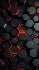 Hexagonal tech grid with red neon rim lighting pattern.