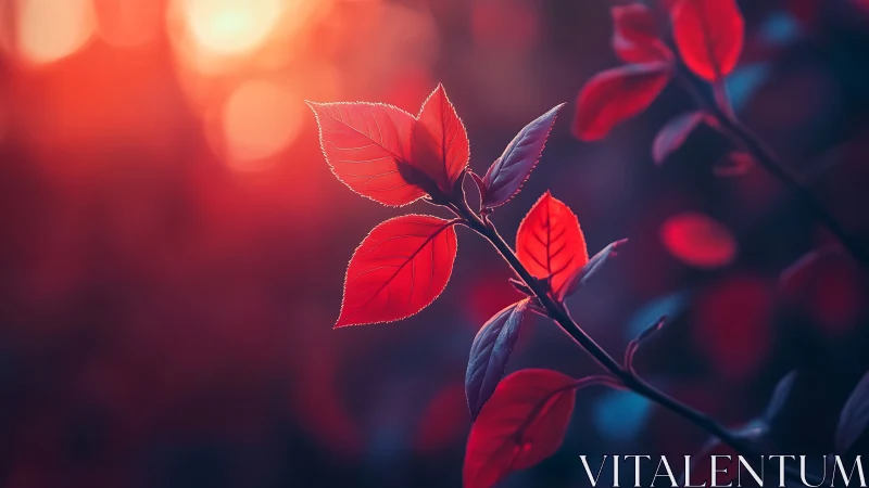 Crimson dusk leaves sipping light from a molten sky.