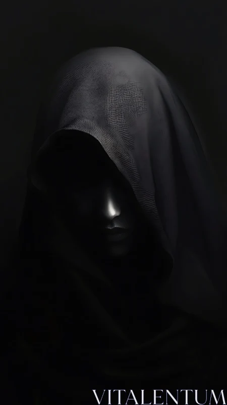 Soft glow beneath the hooded shadows of quiet mystery.