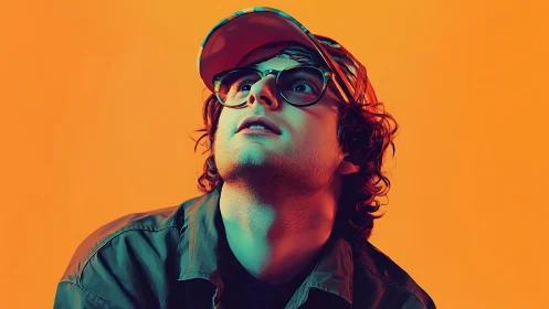 High-saturation stylized portrait with dual-tone color grading and rim lighting