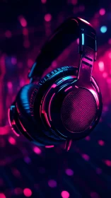 Glowing neon headphones inviting you into a cozy soundscape.